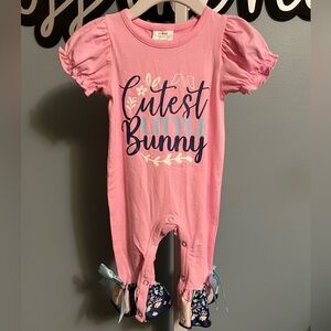 Cutest Little Bunny Pink Infant Short Sleeve Pant Romper NWOT